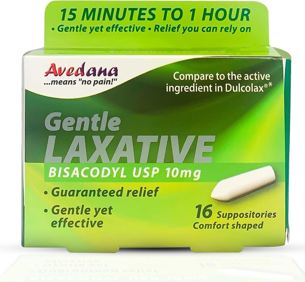 Bisacodyl Laxative Supitory USP 10 mg for Fast, Gentle 便秘救济 \\ 舒适的形状,包 16 个套件