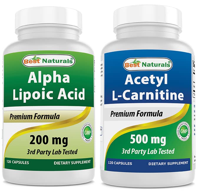 最佳天然物Alpha Lipoic酸 200 Mg和乙酰L-Carnitine 500 Mg
