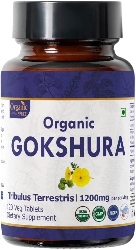 Gokshura 120块平板电脑 Terribulus Terrestris (Gokshura) USDA 有机认证 支持豁免和力量 | 有机和天然120塔布