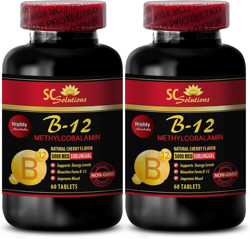methycobalamin 有机- METHYLCOBALAMIN VITAMIN B-12-5000 - 运动营养耐力和能量补充,运动性能补充,能量丸,脑振荡药 - 2瓶 120 Tabl