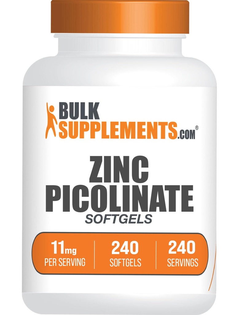 Bulk Assupports.com 锌皮科林特软胶 - Zinc 11mg,用于Immune支持,Gluten Free - 1 Softgel / service,240 Counter (Pack of 1).