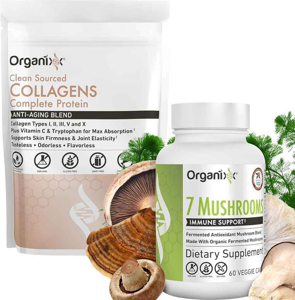 Organix slean sourced Collagen Powder, Unflorored, 20 services & Organical Mushroom Supplements (60 维基百科中的相关条目: 草药 草药