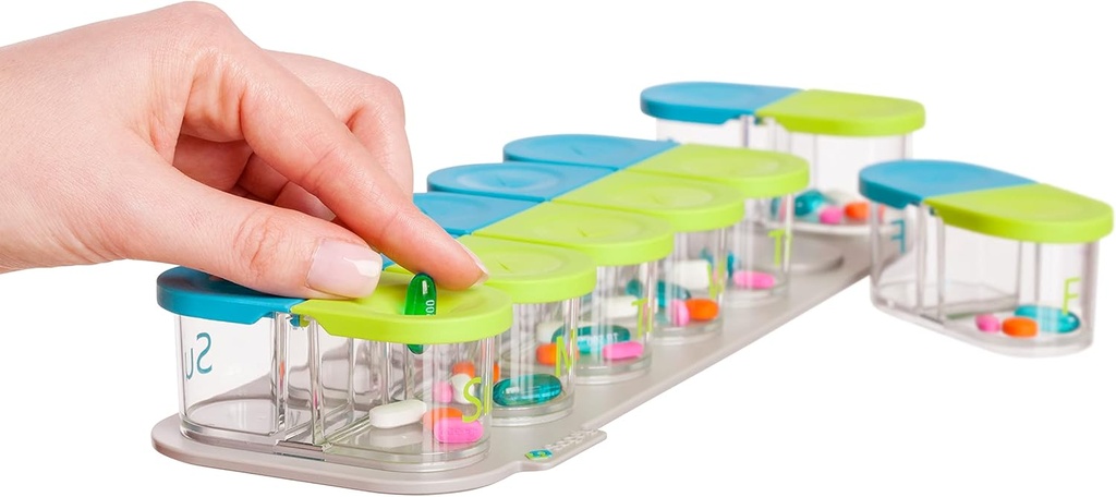 Sagely Smart Active Weekly Pill Box 组织者-AM/PM Pill Planner 配有免费App和7可移动波德
