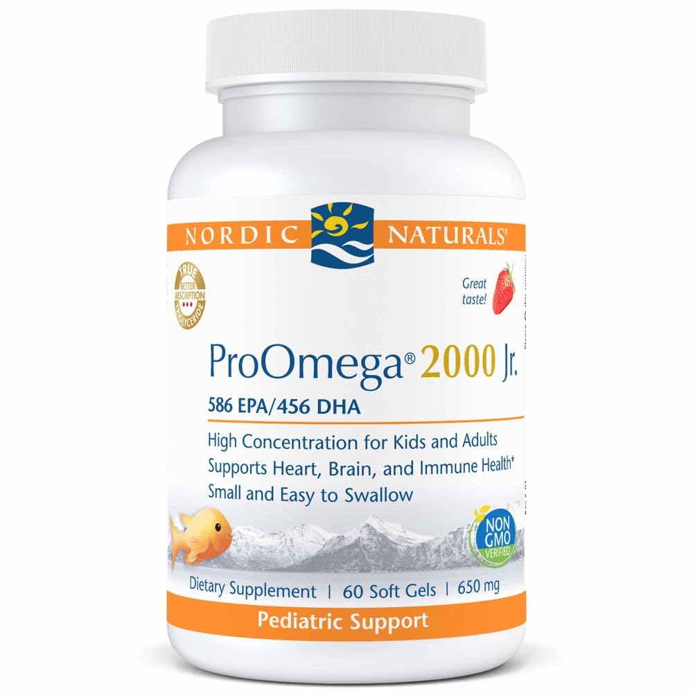 小北欧自然组织ProOmega 2000,草莓火焰 - 60 软宝石 - 1120 mg Omega-3 - Ultra Potent Fish Oil - EPA & DHA - 促进脑,心脏,和免疫健康 - 非GMO - 30 服务