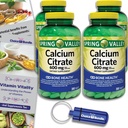 春谷钙 石膏 饮食补充600 mg 300 Ct 4 pk Choice Bundle(1200总) + 维生素指南和药剂容器(6项)!