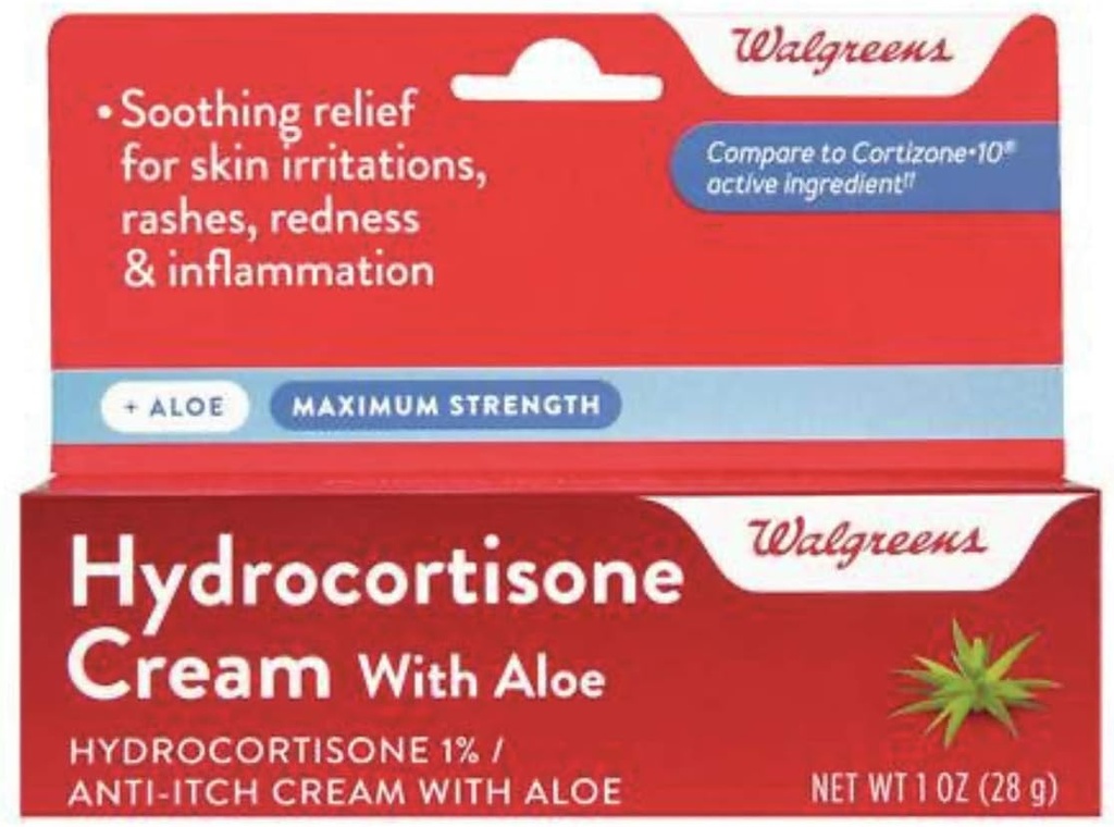 Walgreens Hydrocortisone with Aloe Cream 1% 马克西姆强度