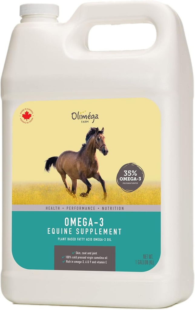 Camelina Oil for hors, 1 Gallon 由奥利米加农场(Olimega Farm)制作,