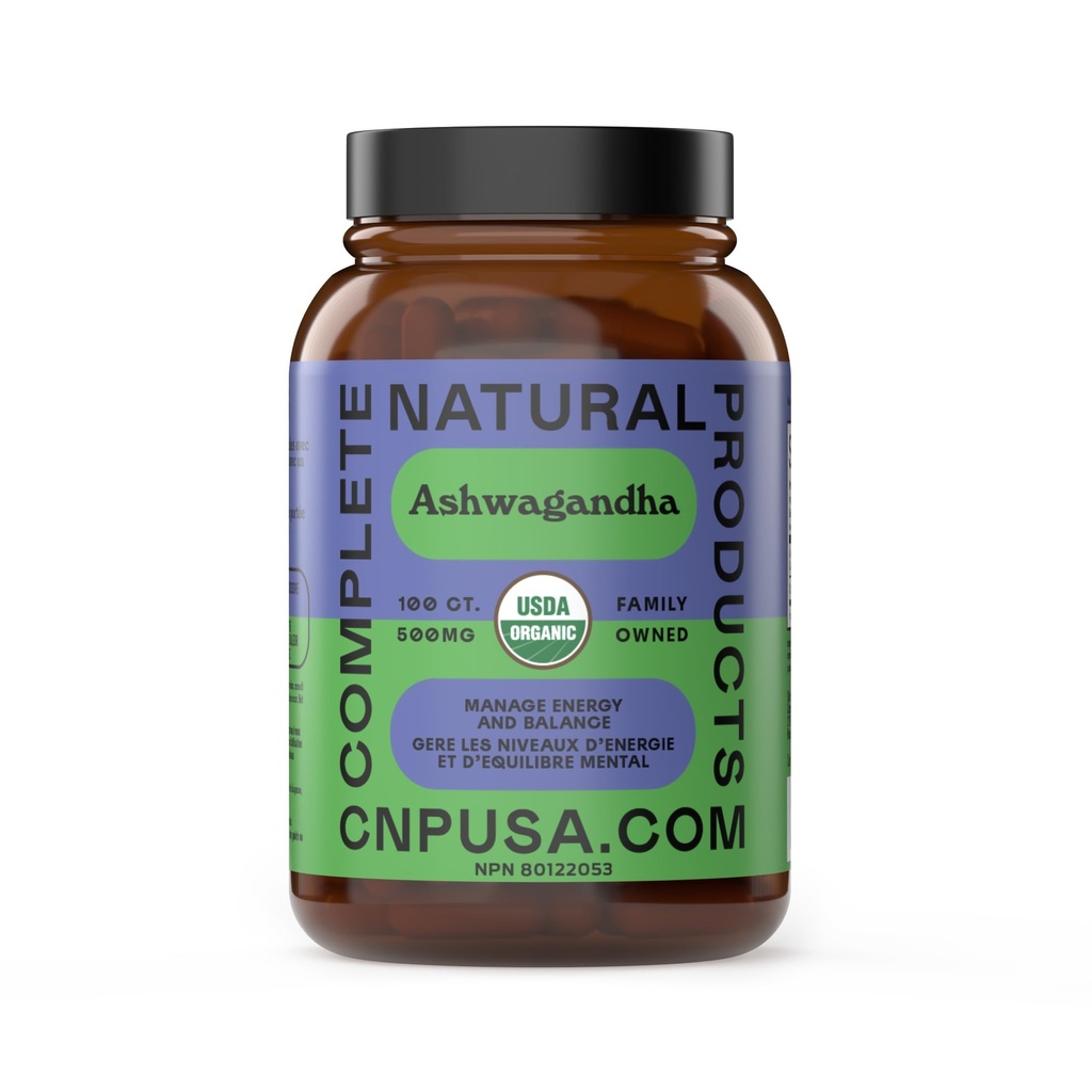 Ashwagandha Capsules - 100 Capsules 500mg 纯有机Ashwagandha 降温支持补充
