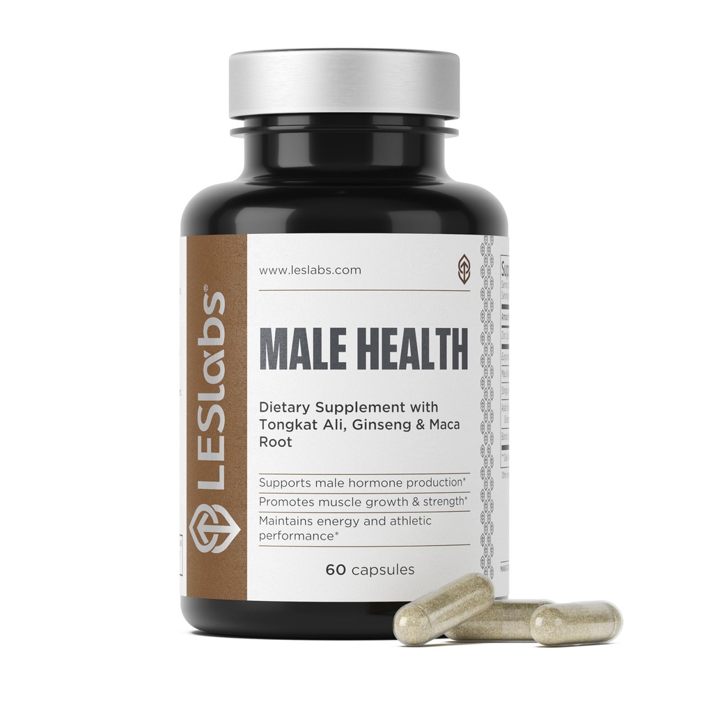 LES Labs 男性健康 - 增强荷尔蒙生产,力量与生命力,驱动力与耐力 - Tongkat Ali, Ginseng, Maca & Boron - 非GMO 补编 - 60 Capsules