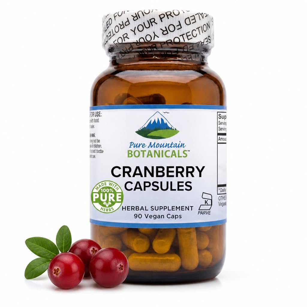 纯山地植物学 Cranberry Pills Kosher Vegan Capsules 配有400mg Cranberry 集中抽取补编