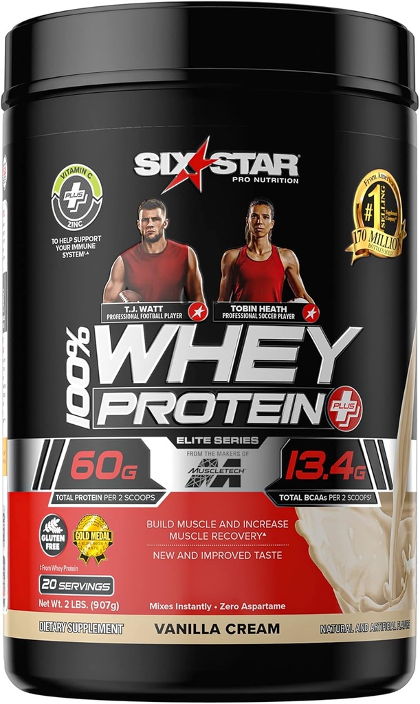 Whey蛋白粉 + 免疫支持 → 六星蛋白 Plus → Whey蛋白 → Peptides + Muscle Builder → Lean 蛋白粉 用于肌肉增益和复苏 → 香草, 2 lbs
