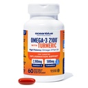 海洋蓝2100 三强Omega-3 鱼油配Turmeric → Burpless Omega 3 Combo 补充 Curcumin EPA DHA DEA → 心与联合支持 → 60 软胶