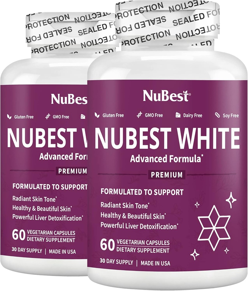 NuBest White - Skin Whitening 补充品,用Glutathione进行抗衰老补充品,维生素C,E,B2,牛奶硝酸盐提取品,绿茶提取品,用于照明和亮度 → 包装2