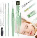 耳蜡清除工具,9 Pack Ear清洁工具,Ear Pick with 2 LED Lights,为儿童和成年人建造USB耳蜡清除器