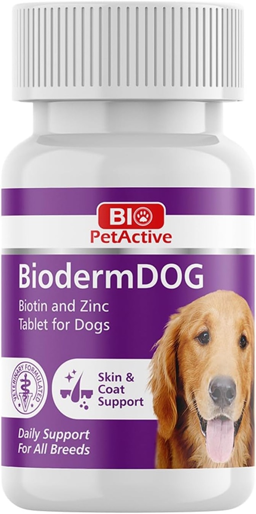 生物宠物活性生物DOG 0.5 用于狗的锌和生物素片、免疫系统、皮革、煤和钉子对狗的支持,1.32 oz,75 纤维片