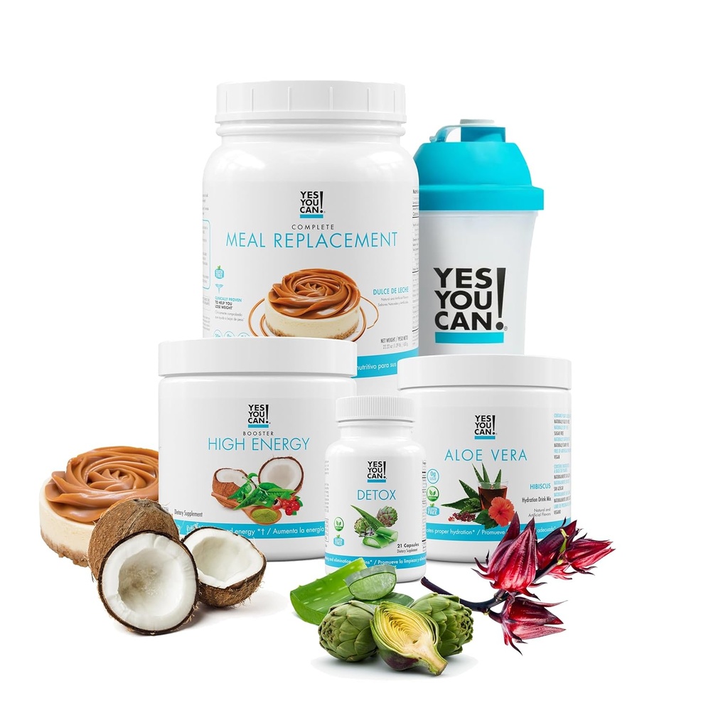 是的,你可以!Detox Plus Kit(食品替代饼干和奶油,Aloe Vera Hibiscus) - 完整的食品替代粉,高能量摇摆助推器,Aloe Vera Detox 补充品,健康转型