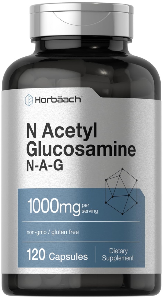 Horbaach N-乙酰Glucosamine 1000 mg | 120 capsules | N-A-G 补充药 | N-GMO & Gluten Free