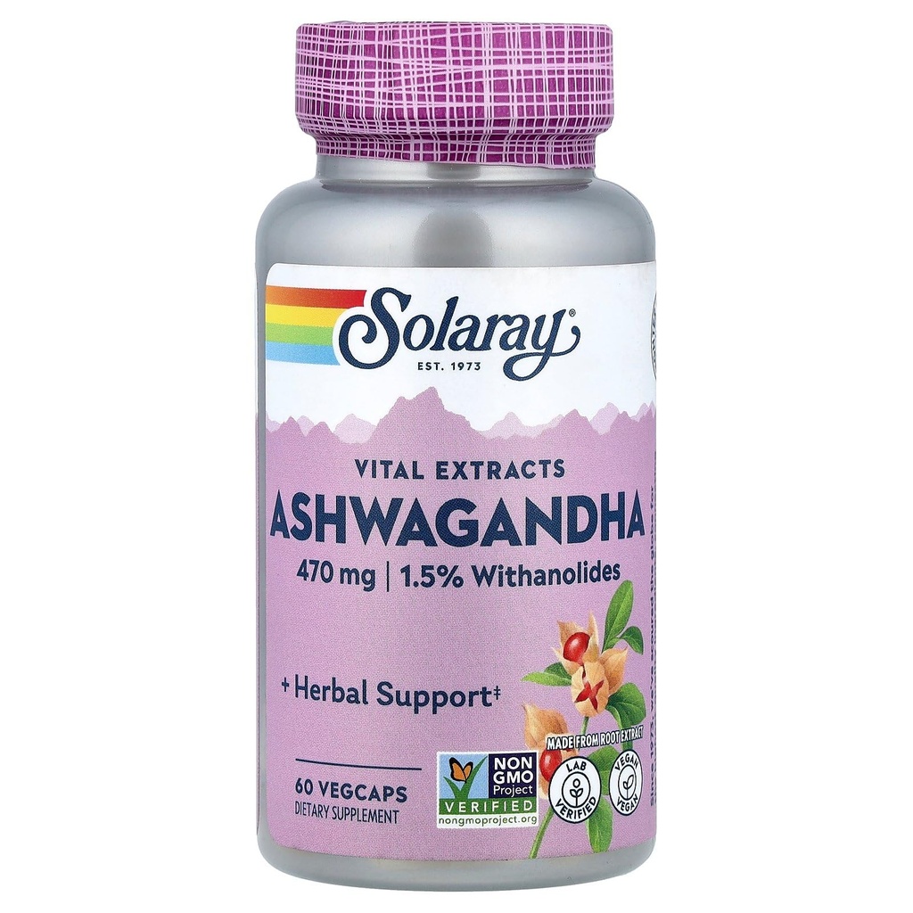 SOLARAY Ashwagandha,470 mg,60 Veg Caps