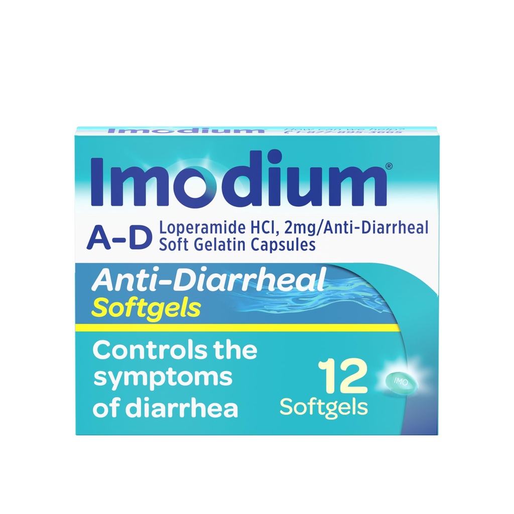 含Loperamide HCl的A-D痢疾缓解软胶,抗痢药,帮助控制急性腹泻症状,旅行者腹泻,HSA/FSA合格,12 cm