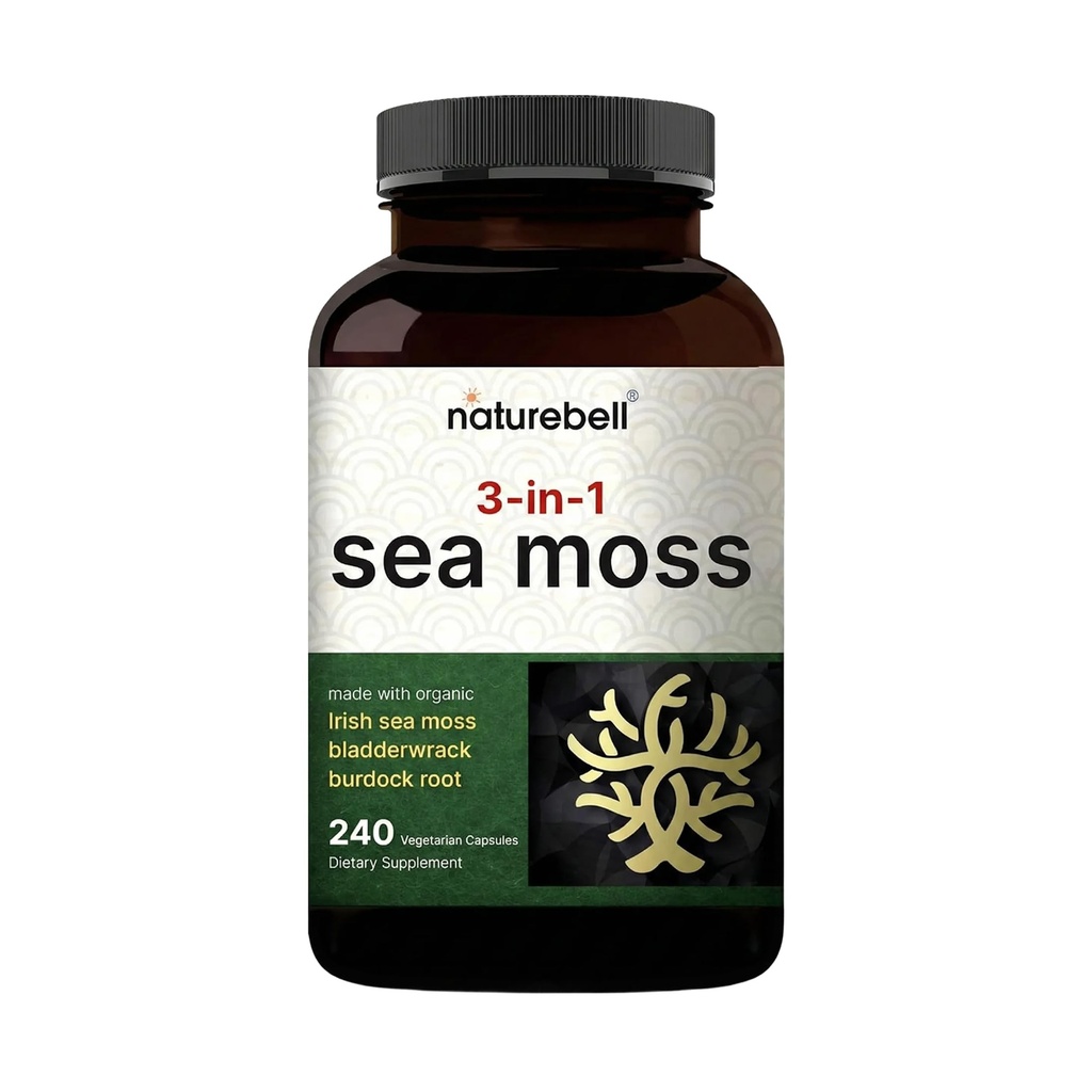 爱尔兰海摩斯卡普苏莱斯, 3000 mg per service, 240 Veggie Pills | 用有机生草粉制成, Plus Bladderwrack & Burdock Root, 海蔬菜综合体 – Imune & 甲状腺超食品支持 – 非GMO