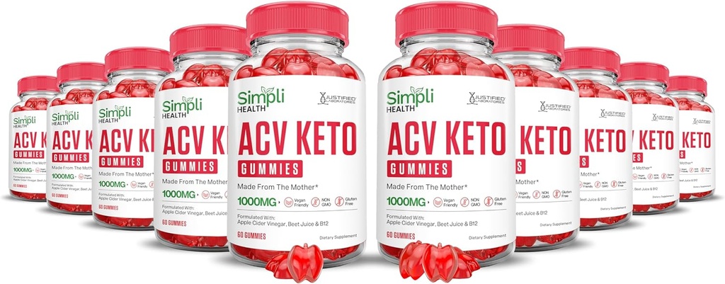 (10 pack) Simpli Health Keto ACV Gummys 高级公式 1000MG Ketonature Keto Gummys 苹果苹果苹果葡萄酒 配有石榴甜菜汁粉 B12 Vegan NN GMO 600 Gummys 配制.