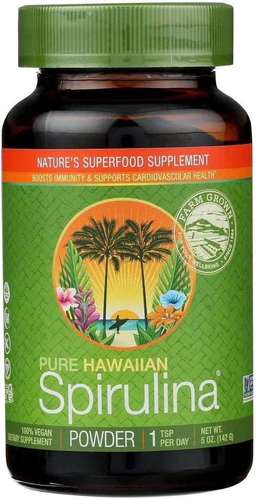 纯夏威夷螺旋藻(Pure Hawaiian Spiruina Powder Natural Premium Spiruina from Hawaii Vegan, Non-GMO),豁免支助 - 超级食品补充剂和天然多维塔明,5 Ounce