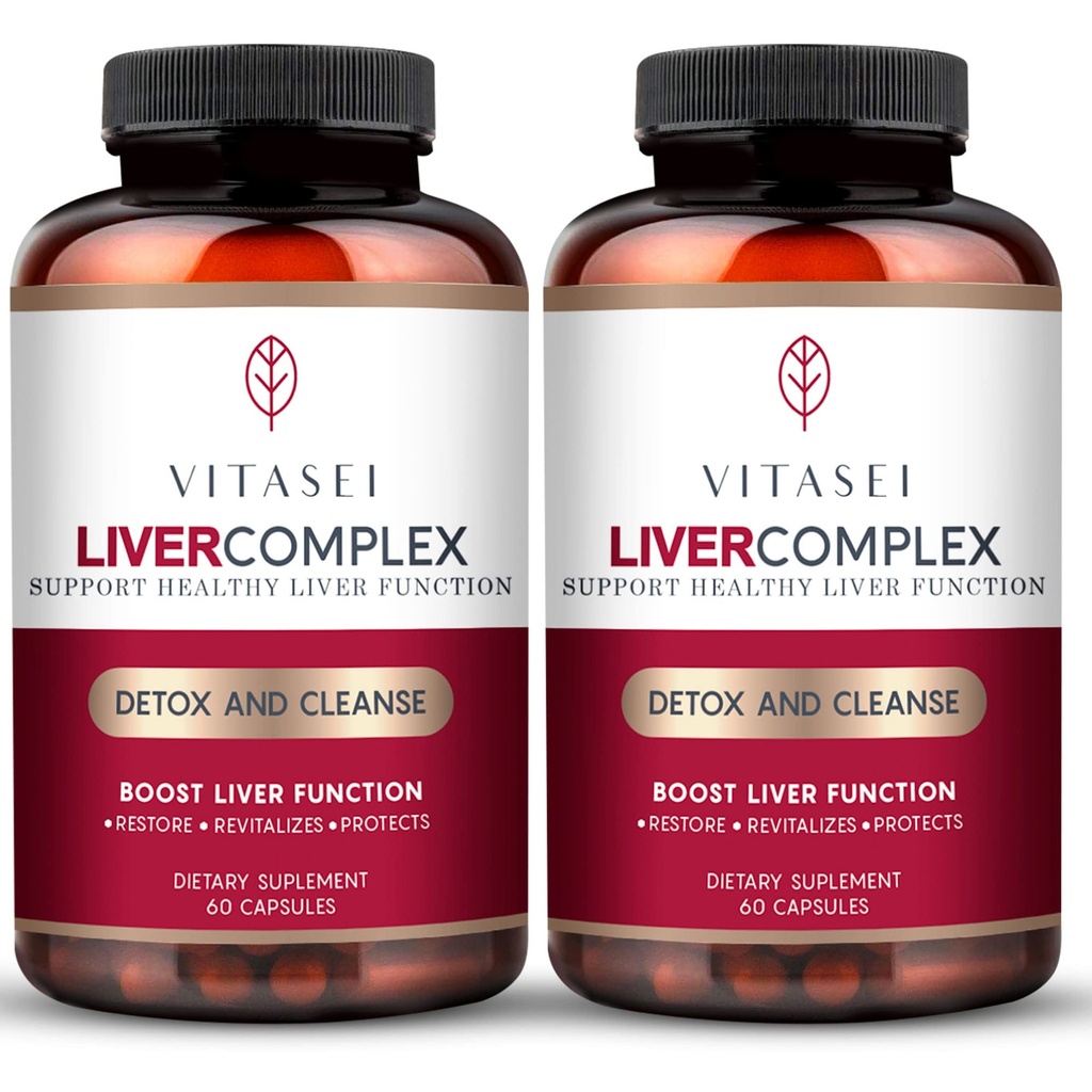 VITASEI Liver Cleanse Detox & Reference, Liver Complex W/Millk Tentle Extract, Garcinia, Curcumin C3, 支持草药饮食补充,女性和男性解毒公式, 60 Capsule (Pack of 2)