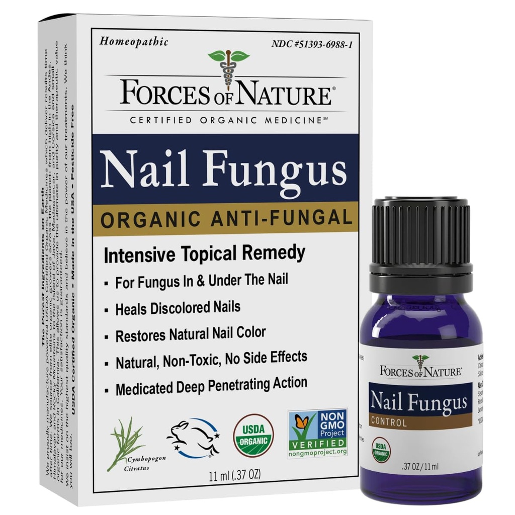 自然力量Toenail Nail Fungus治疗,Toenails和Fingernails的有机抗菌还原剂,断裂、干燥、损坏和涂色的Homopathic Medicine,37 fl oz