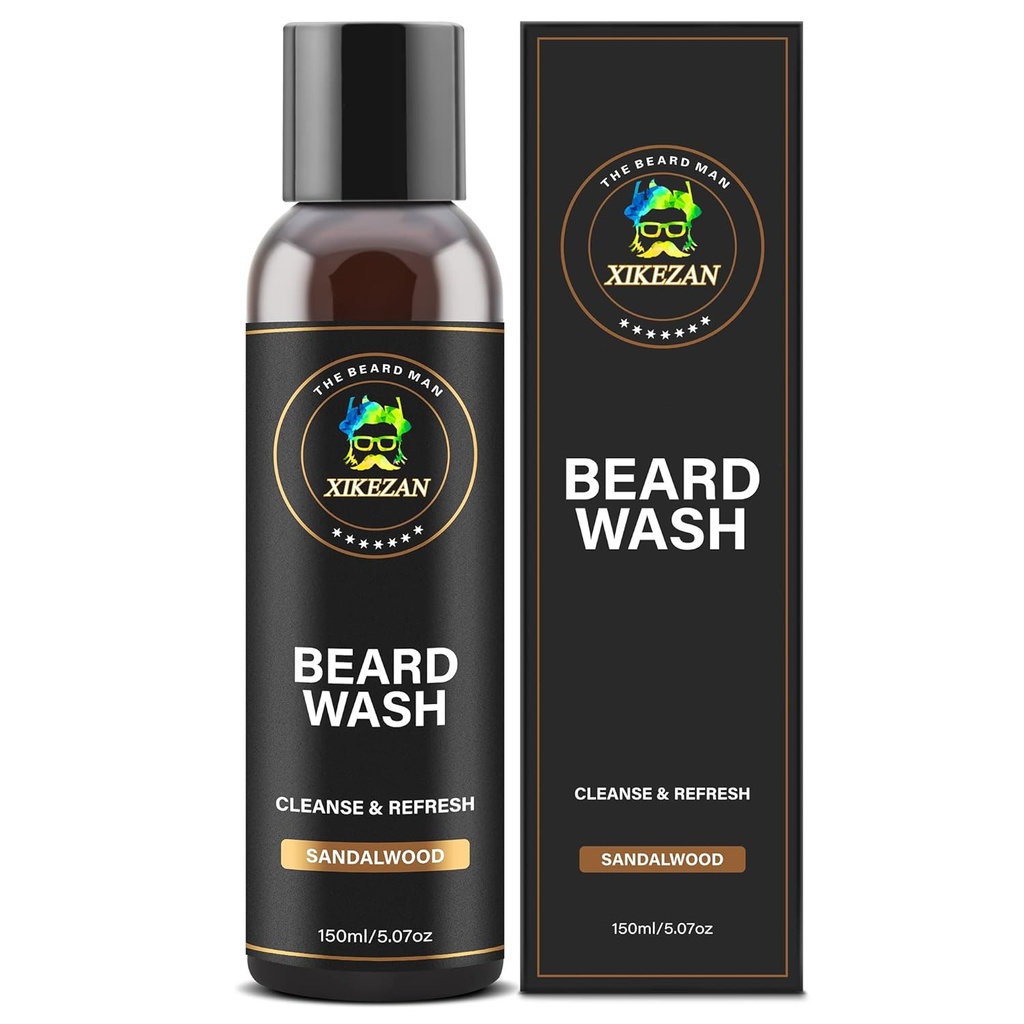 XIKEZAN Beard Wash Shampoo w/Natural Biotin Argan & Jojoba Oils 深层清洁 柔软加固 圣诞盛装 Stuffers 父亲日礼物给男人 He Dad 男朋友