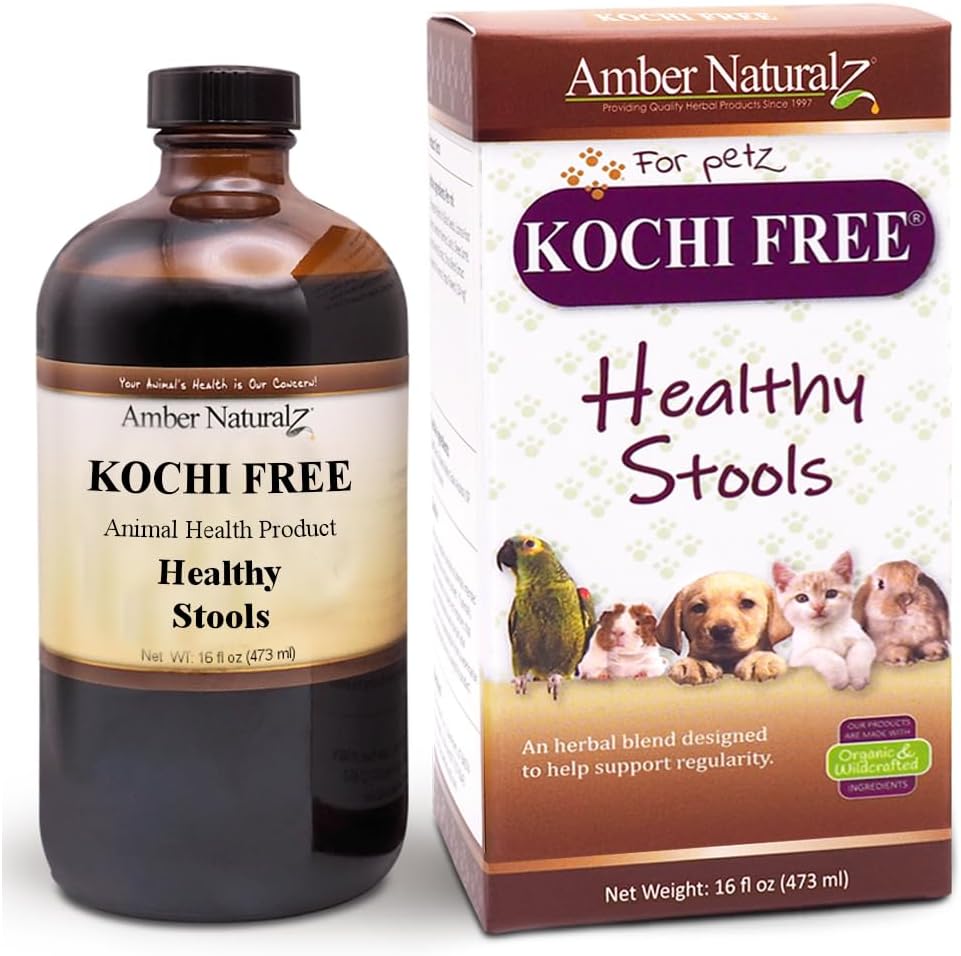 Amber NaturalZ Kochi Free Herbal Supplement for Dogs, Cats, Birds, Rabbits, and Guinea Pigs 支持健康碗功能 – 天然援助促进消化平衡 – 16 Fluid Ounce Glass 瓶