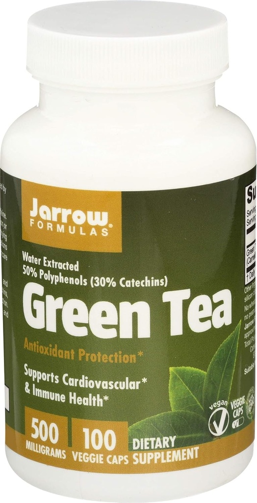 绿茶500毫克-100个蔬菜盖,包2-抗氧化剂支持-50%多酚-心血管和免疫健康-200个总服务