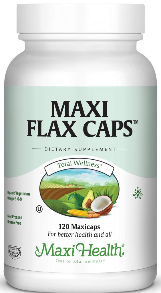 Maxi Flax Caps – 有机叶草籽油,Omega 3, 6, 9 – 冷出版社 - 六烷自由, 700 mg – Kosher, 120 盖