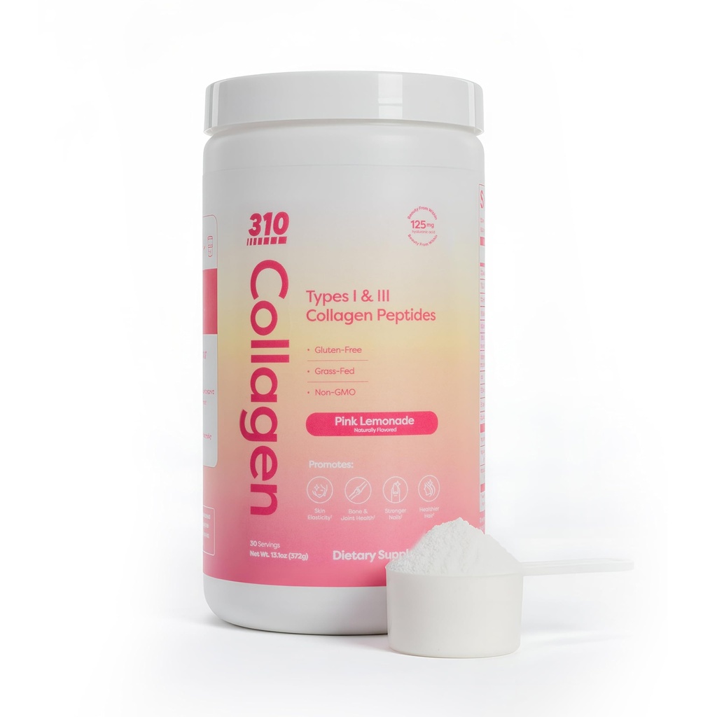 310 女性和男性的水解凝血粉 -- -- 草叶凝血补充剂 w/Hyaluronic Acid, resveratrol, 皮肤、头发和钉子的维生素C、D和E -- -- 30 SRV Pink Lemonade