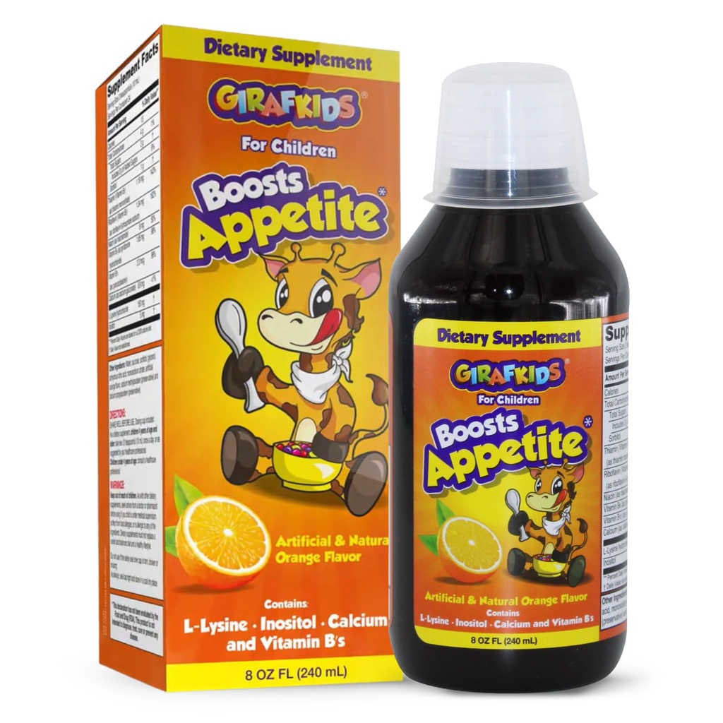 GirafKids Appetite 儿童4岁+,8岁Oz - 儿童维生素,橙色Flavor - 推广健康Appetite & 能源