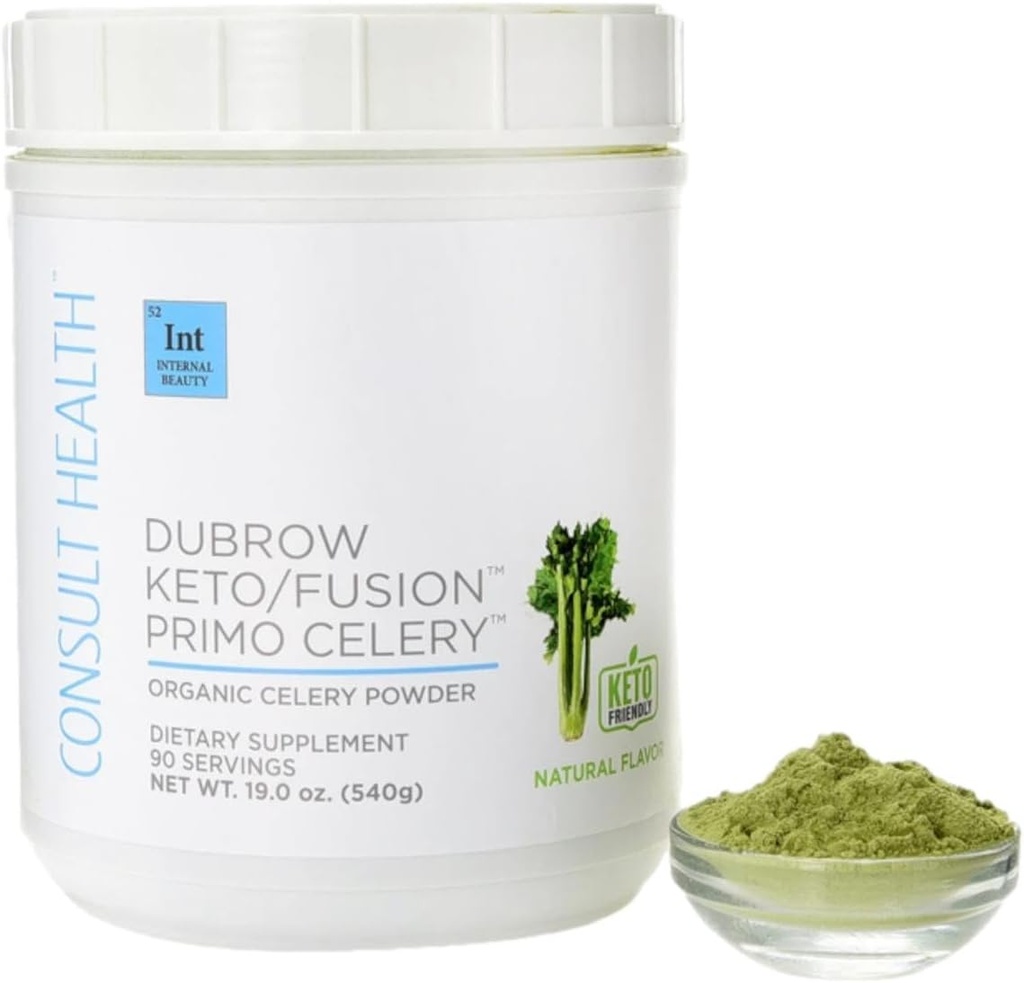 Consult Health Primo Celery Instant Juice Drinking Mix Powder for Gut Health Certifical Organization - 非转基因生物 - 支持健康文摘 - Detoxes & Hydrates - Keto/Fusion Friendly - 19.0 oz