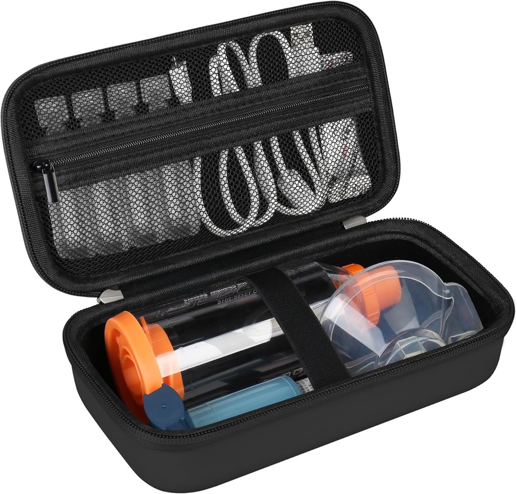 Asthma Inhaler, 儿童与成年人手持空间器, Masks, Inhaler Holder Asthma 旅行行李搬运组织者, 带 Mesh Pocket 适配药剂和辅助药, 黑色