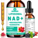 NAD 女性和男性补编, Liposomal NAD Nicotinamide Riboside Resveratrol 900mg, TMG, Quercetin, Vitamin B3, 有机液体NAD Resveratrol 长寿,能源,抗衰老,焦点补编
