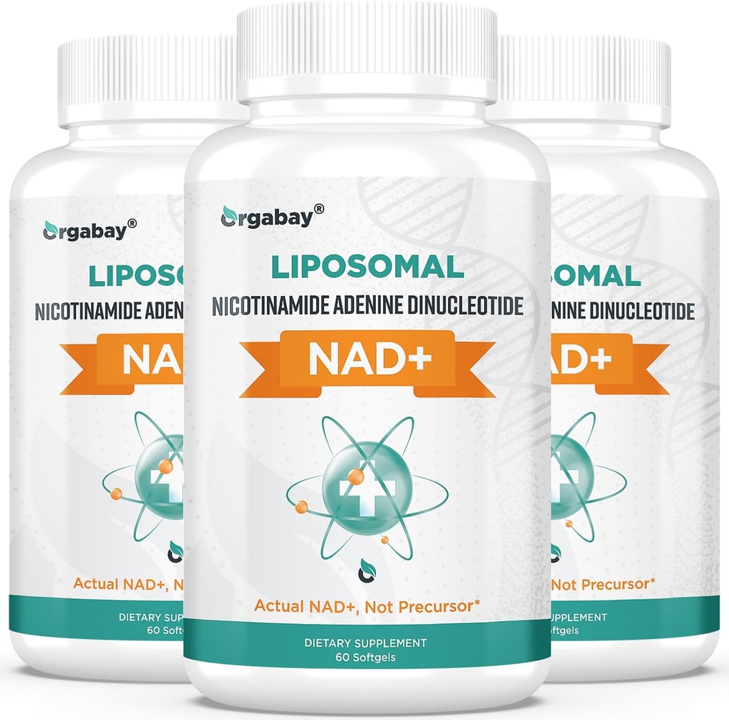 Orgabay Liposomal NAD+ 阿尔加巴伊·利波索马尔 补充500毫克、高吸收、带TMG 250毫克的诱导NAD+、实际NAD+更有效率的Nicotinamide Riboside、支持细胞能量、健康衰老 180软胶