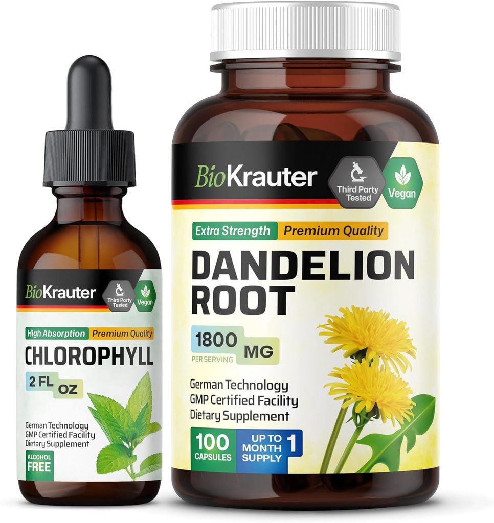 BIO KRAUTER 氯phy锡 2 Fl. Oz. & Dandelion 100 Capsules