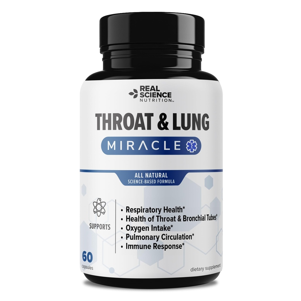 Real Science Throat & Lung Detox Capsules to Clearing Mucus, Sore Throat & Support Breathing – 肺部支持补充Vinitrox,GABA,长期咳嗽和呼吸救治维生素C & D, 60 Caps