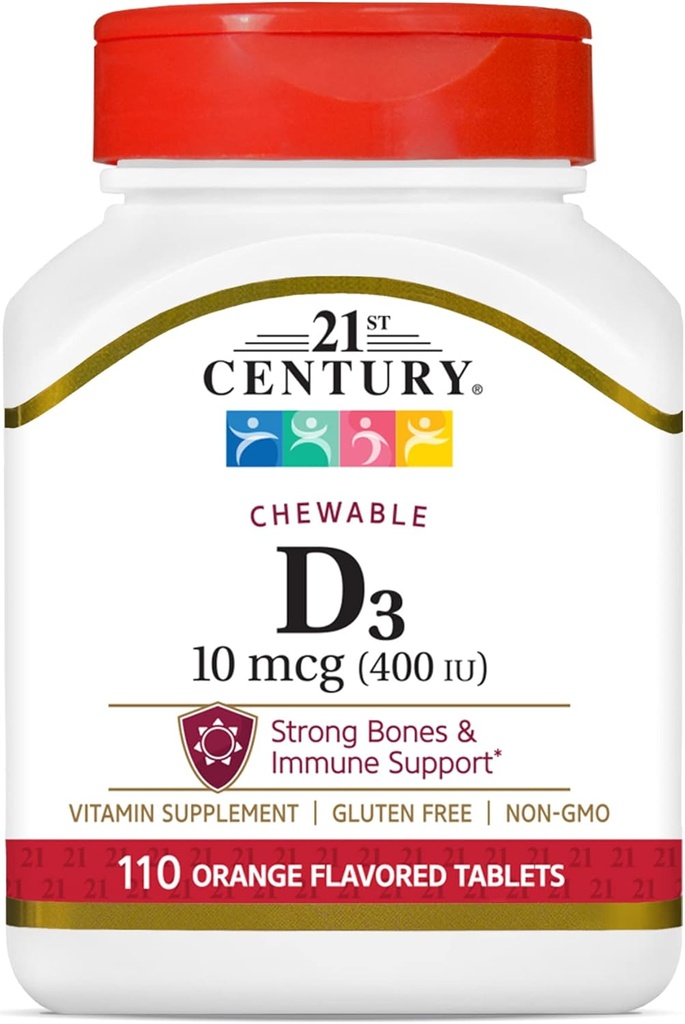 21世纪 D3400 IU 橙色可切片,格卢滕免费,110 Counter (Pack of 3)