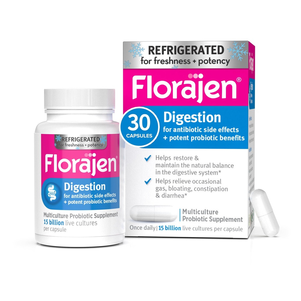 Florajen Digestion Probiotics,《Gut健康补编,成人便秘和布洛特救济》,30 Counter (Refrigered)