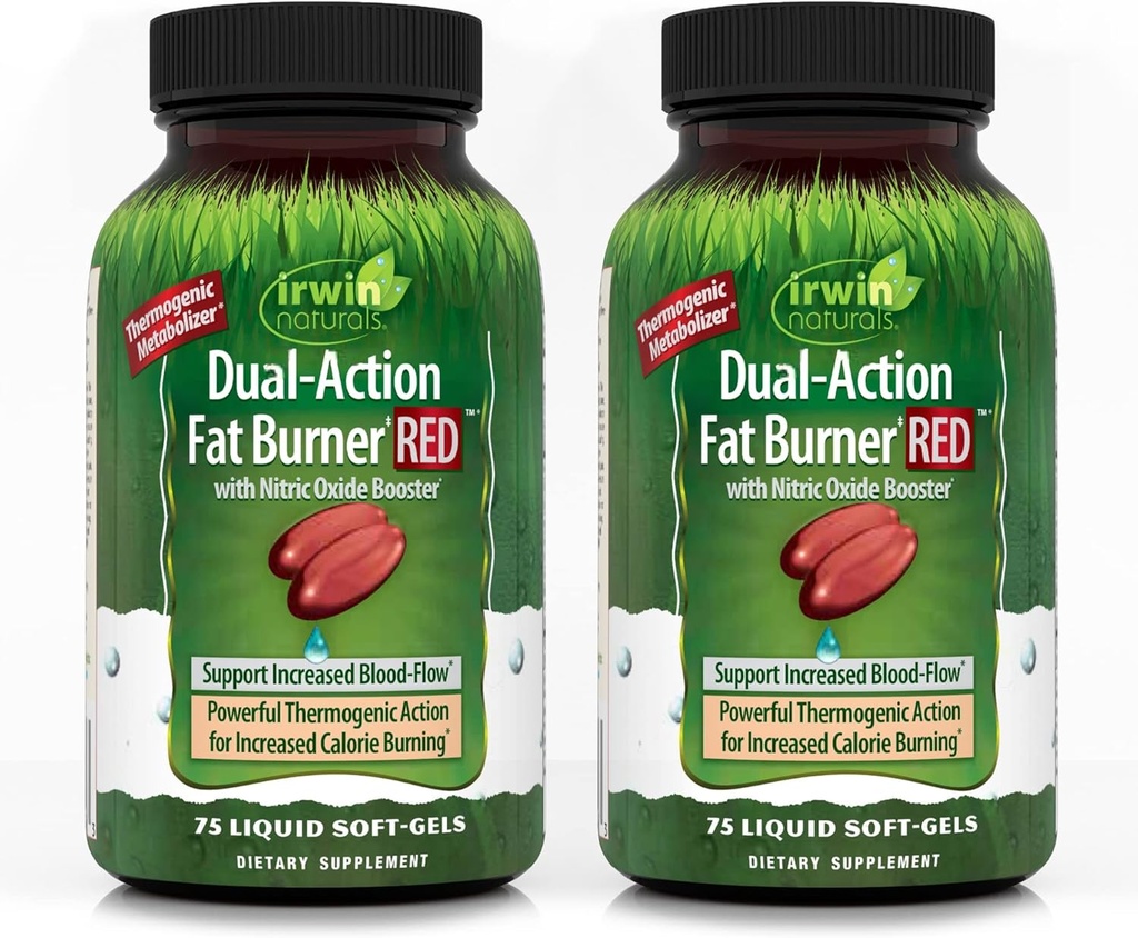 Irwin Naturals 双动脂肪燃烧器 RED - 75 液态软胶,包2 - 强热能与硝氧化物助推器 50 总功率
