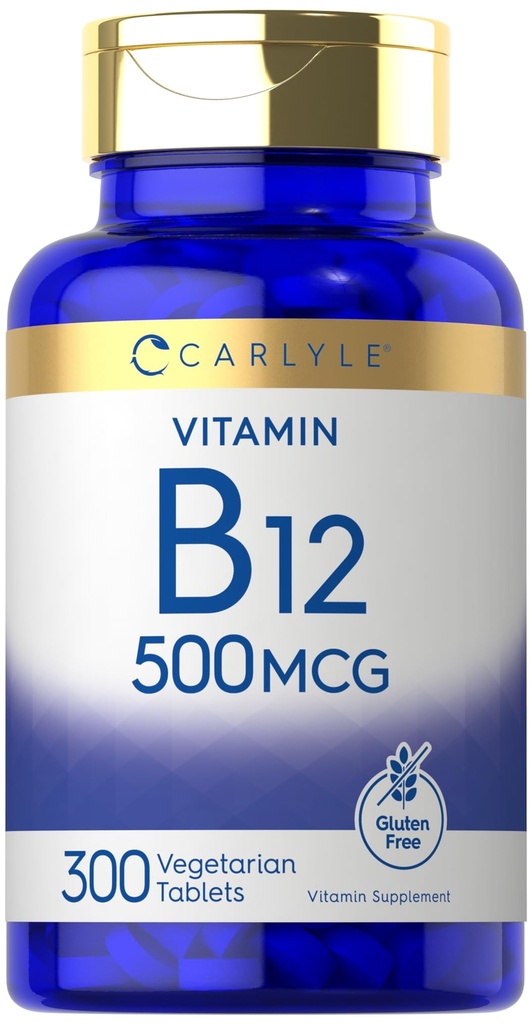 卡莱尔维生素B-12 500mcg | 300平板 | 蔬菜,非GMO, Gluten 免费补充