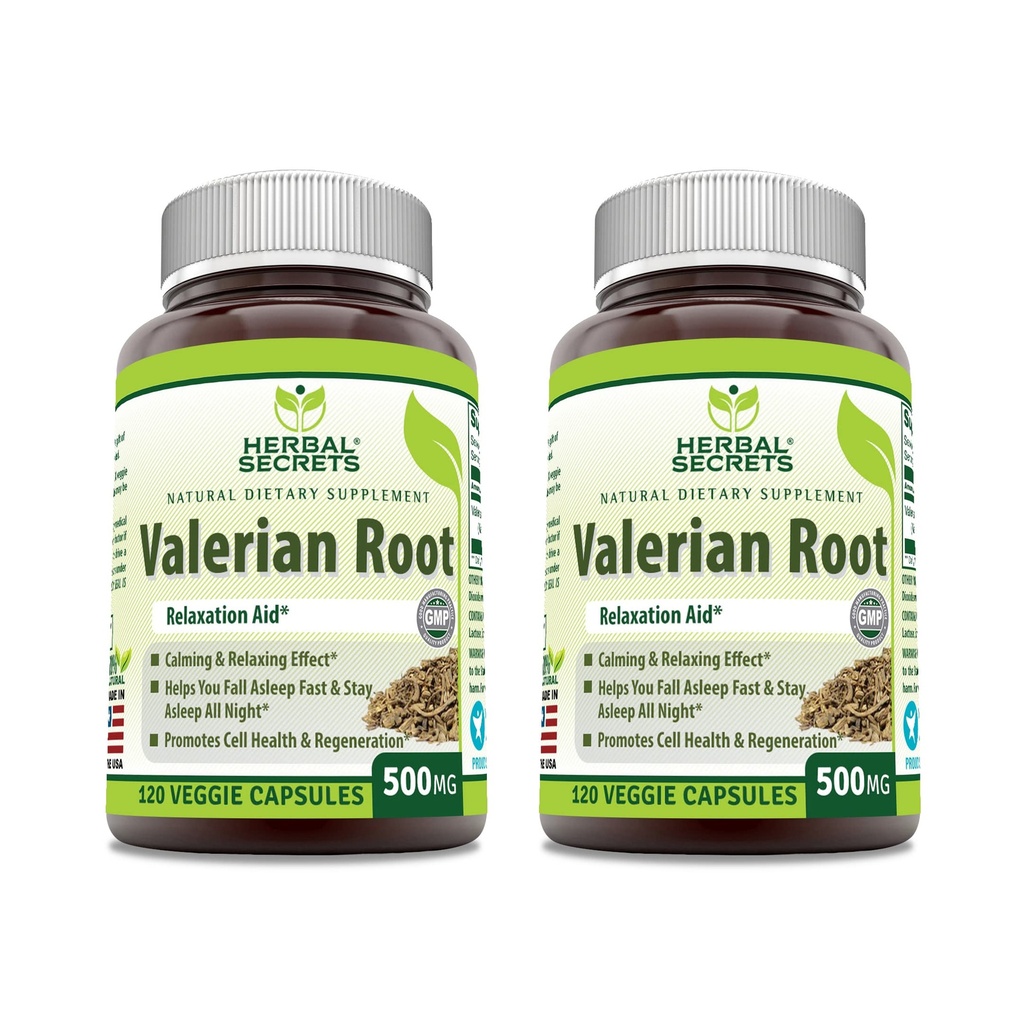 草药秘诀 Valerian root 500 Mg 补充 QQ Veggie Capsules QQN-GMO Gluten-free QQ 在美国制造(2 Pack, 120 Counter)