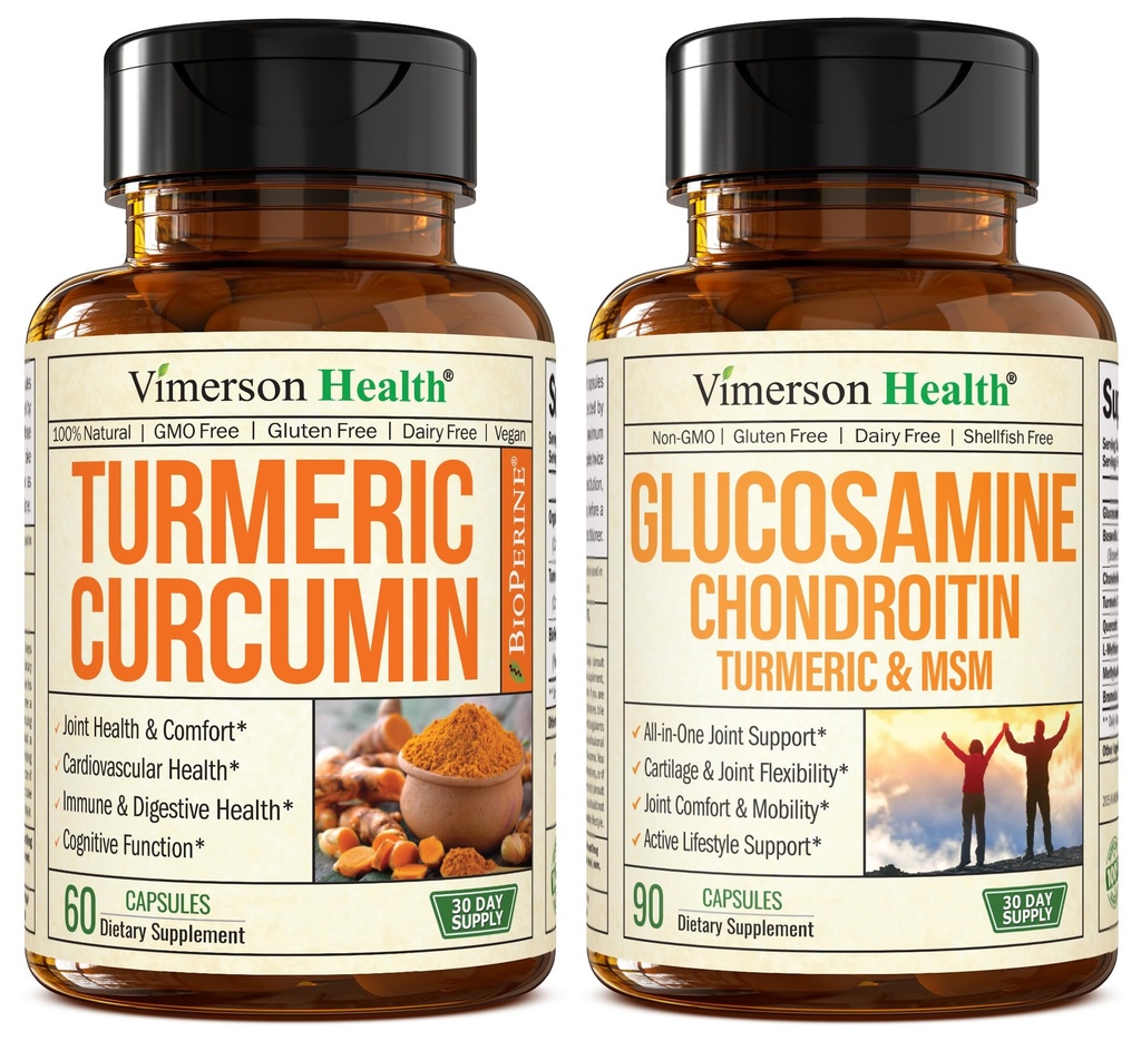 Turmeric Crucumin 与黑椒提取剂和Glucosamine Chondroitin MSM 联合支持补编