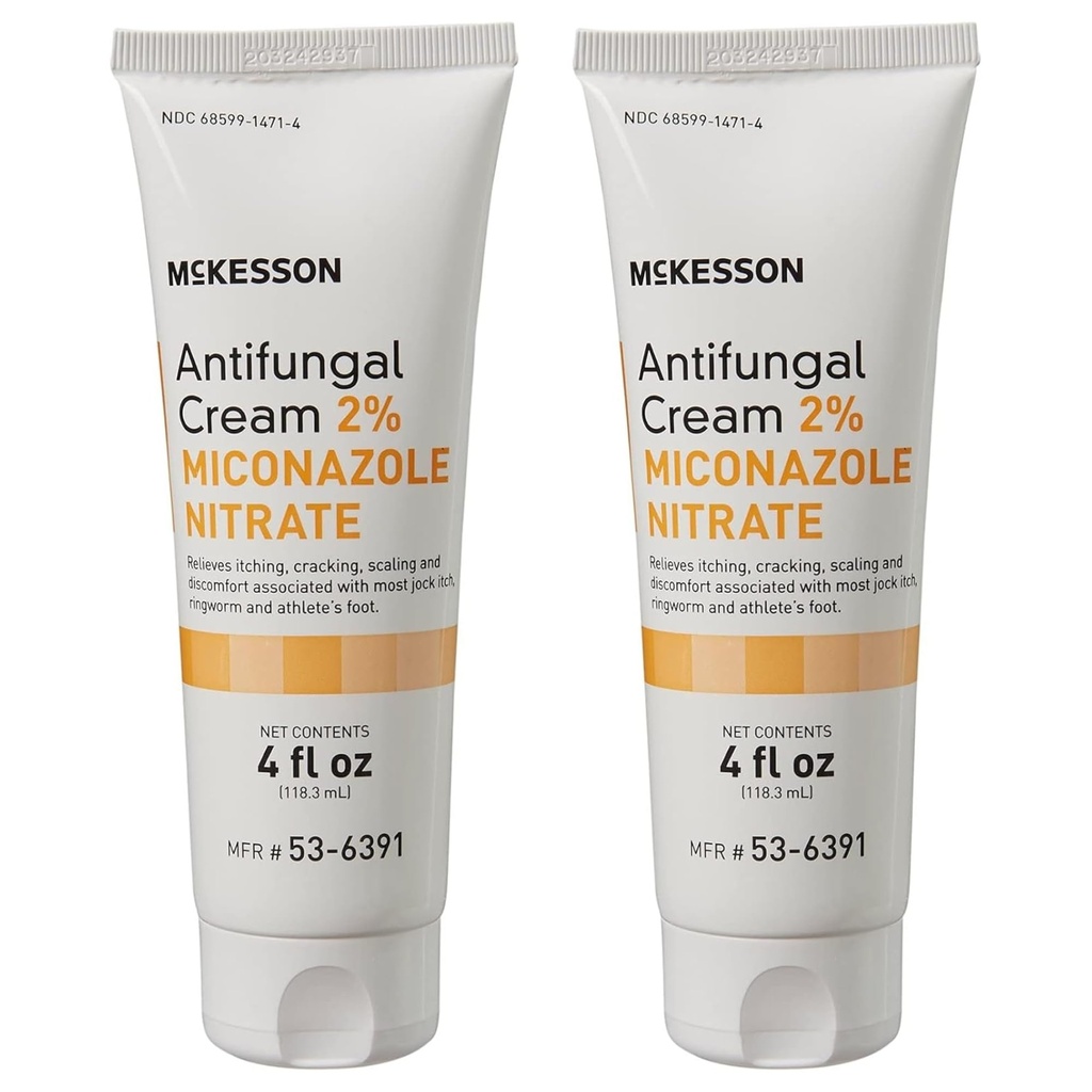 McKesson Antifungal Cream,2% Miconazole Nitrate - 释放痒,燃烧,裂解 Jock Itch, Ringdrom and Athlete Foot - 4 oz., 2 计数