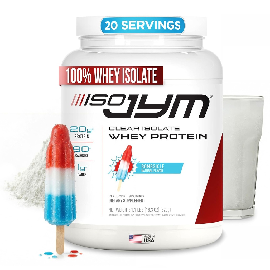 JYM 补充科学 Iso JYM 炸弹筒,90卡路里,100%Whei蛋白隔离,零脂肪,零糖,混糖清空,面向女性和男性,20种服务