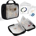 旅行珠宝组织者案件 透明珠宝存储簿 Binder Bag 用于 Earrings, Rings, Necklace, Bracelet, Black