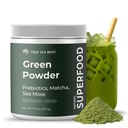 超级绿皮粉与Matcha for Digestive & Gut Health – 25 种有机超级食品 配有Probiotics, Prebiotics, Ezymes & Sea Moss – Vegan 超食品粉 配有 Bloating & Regularity – 30 种服务